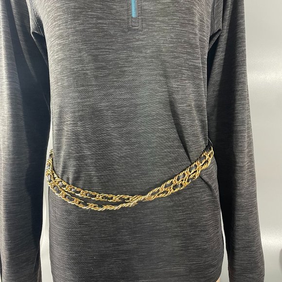 Vintage Ginnie Johansen Black Belt with Double Gold-tone Chains main image 8